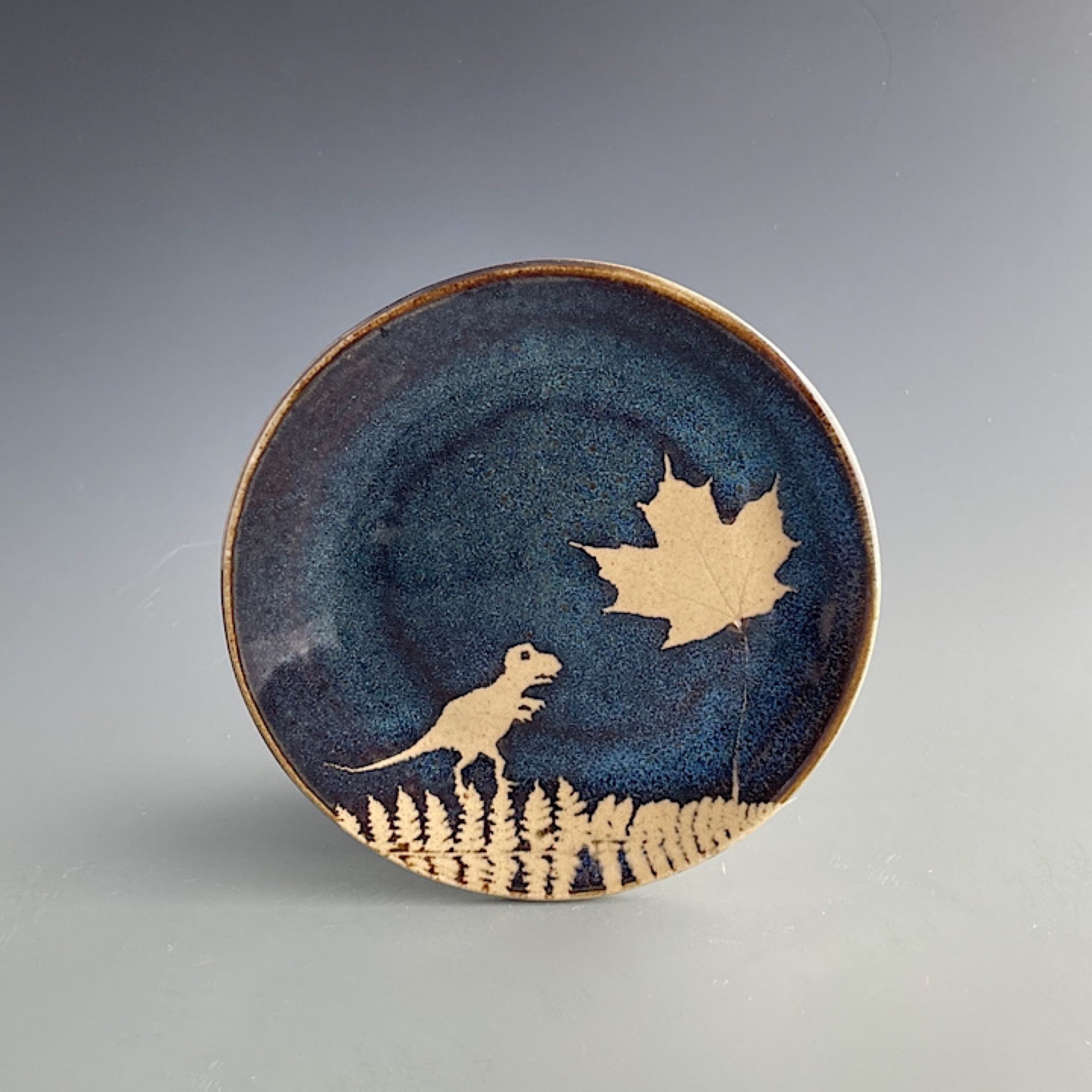Small Plate Dark T-Rex and Maple | Kaleidoscope Pottery